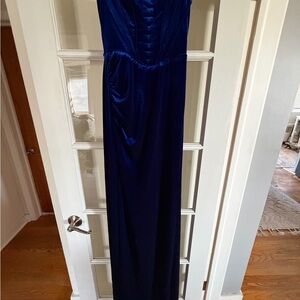 Abyss By Abby Blue Dress/ shown with slit strapless